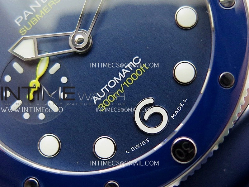 PAM1676 44mm Submersible VSF 1:1 Best Edition Blue Dial On Blue Rubber Strap P.900 Super Clone